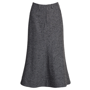 罗衣知性灰色绵羊毛半身裙冬高智感得体高腰鱼尾摆毛呢裙子13047