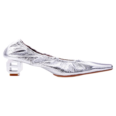 heelz设计师手工鞋履 ｜H灯笼跟金属羊皮芭蕾奶奶鞋 4.5公分