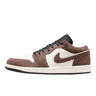 耐克男鞋Air Jordan 1 AJ1白棕低帮复古休闲板鞋篮球鞋553558-200