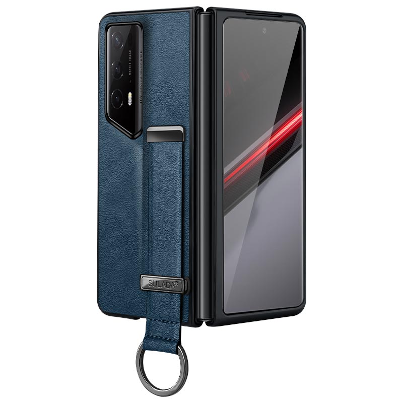 适用荣耀magicv2手机壳手腕带支架时尚潮女款荣耀magicv2 rsr保时捷轻奢皮革油腊皮高档商务男保护套全包防摔