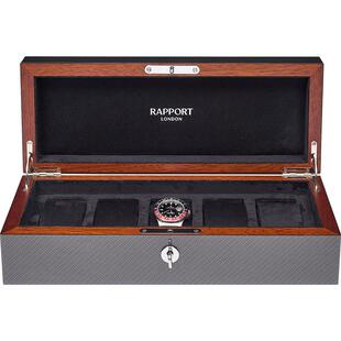 Rapport英国手表盒Carbon Fibre五表位腕表收藏碳纤维手表收纳盒
