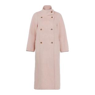 SeRinaBlue2026秋春季新款宽松版立领小个子羊毛双面呢女长款大衣