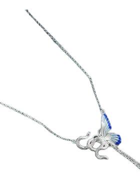 晚舟足银990灵蛇缠绕蝴蝶项链