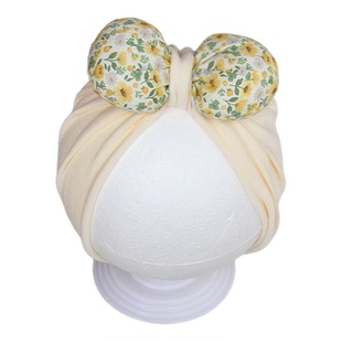 婴儿帽子秋冬女宝宝可爱超萌小花套头帽新生儿柔软纯棉囟门胎帽