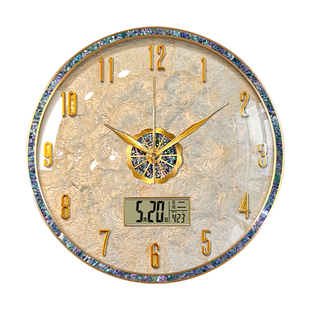 轻奢贝壳挂钟客厅2025新款现代高端大气网红餐厅时钟表挂墙高级感