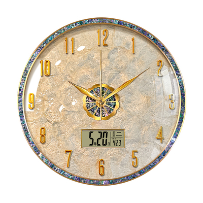 现代轻奢贝壳挂钟万年历钟表高级