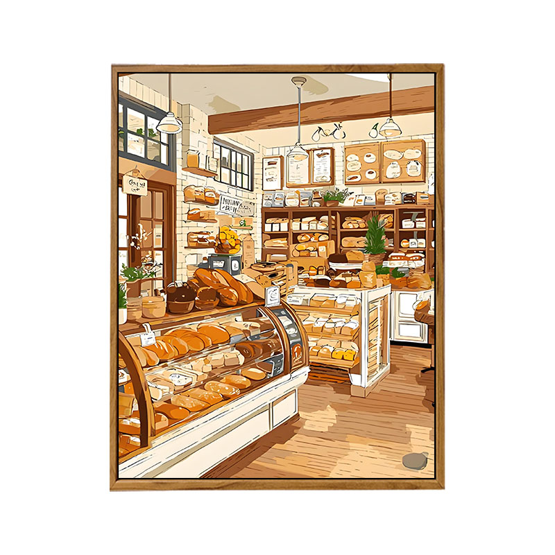 治愈系面包店美食DIY数字油彩画