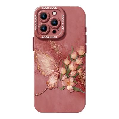 蝴蝶玫瑰手机壳适用于苹果16华为mate60高级感p70女款iPhone15promax液态14小米13硅胶nova12红米k80艺术11套