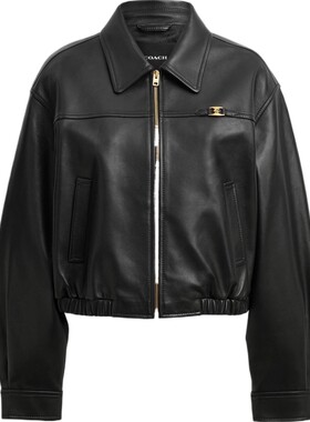 COACH/蔻驰女士HERITAGE C短款羊皮革夹克外套上衣