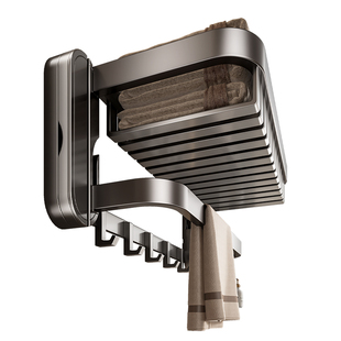 百悍四吸盘网篮毛巾架毛巾杆挂杆卫生间挂架浴室免打孔置物杆浴巾