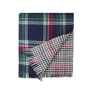 韩系双面复古墨绿色格子围巾女秋冬季韩版百搭长款加厚保暖围脖潮