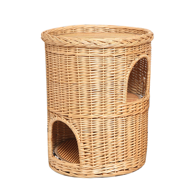 藤编猫窝双层四季通用两层加大号猫咪窝猫别墅房子猫屋猫产房编织