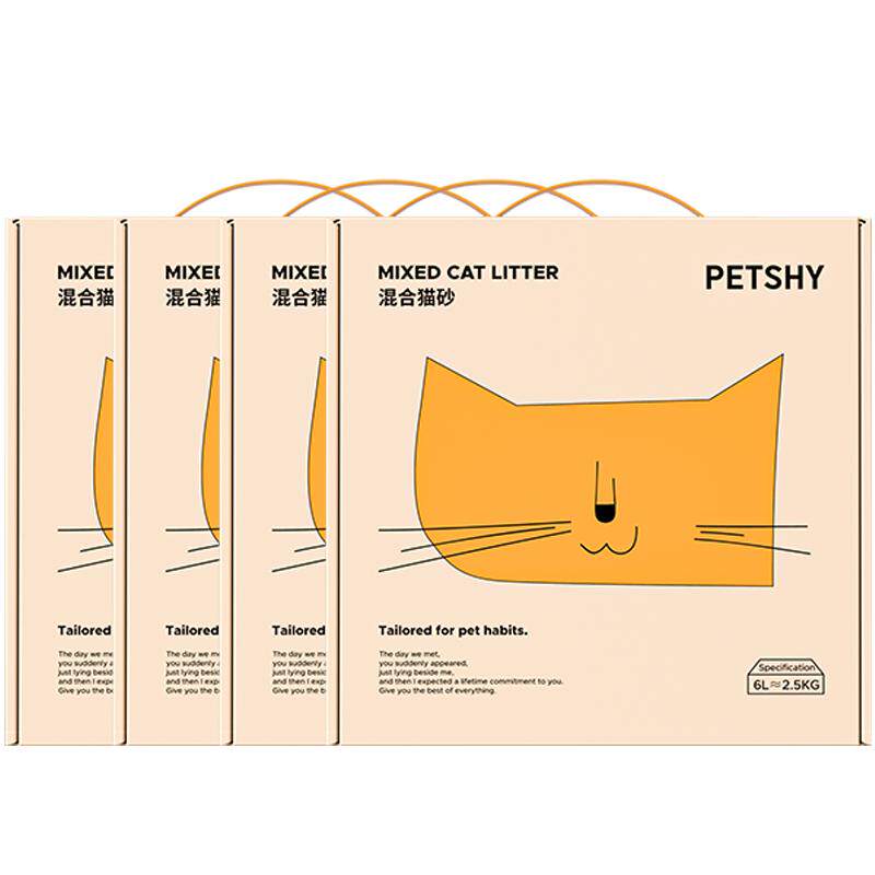 PETSHY百宠千爱 豆腐木薯猫砂 混合10公斤膨润土 除臭2.5kg*4猫砂