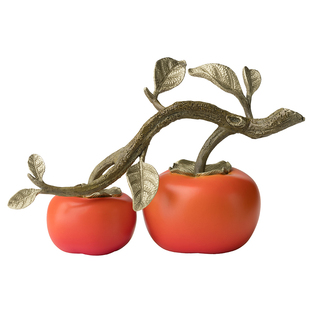 铜师傅《好事成双》客厅桌面铜柿子摆件 家居装饰品 乔迁礼物