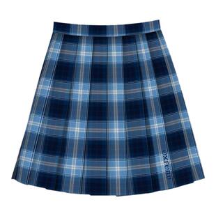牛津blue联名JK蓝格裙猫之物语原创银线百褶裙套装优等生半身短裙