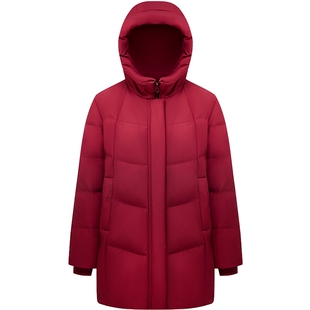 波司登奥莱冬季妈妈装中款经典休闲显白显瘦百搭连帽红外套羽绒服