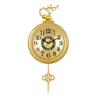 精科客厅挂钟大气高端摆钟新中式家用钟表挂墙轻奢石英钟静音卧室