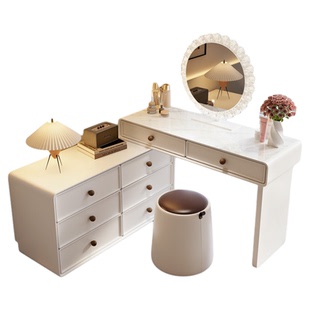 新款中古风梳妆台现代卧室简约法式化妆台斗柜一体床尾小户化妆桌