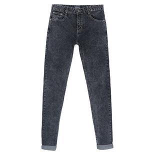 冬季加绒裤男生韩版紧身雪花小脚牛仔裤男加厚显高弹力修身长裤子