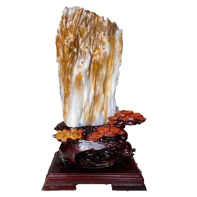 天然树化玉原石桌面玄关石头摆件
