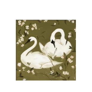 法式中古风装饰画画芯不含框方形天鹅鸭子小众艺术油画布定制自粘