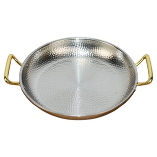 三层钢锤西班牙海鲜饭锅双耳不锈钢海鲜盘烩饭锅韩式炸鸡盘煎锅