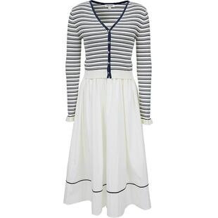 Vero Moda连衣裙2025秋淑女风套装条纹针织拼接A字裙325446019