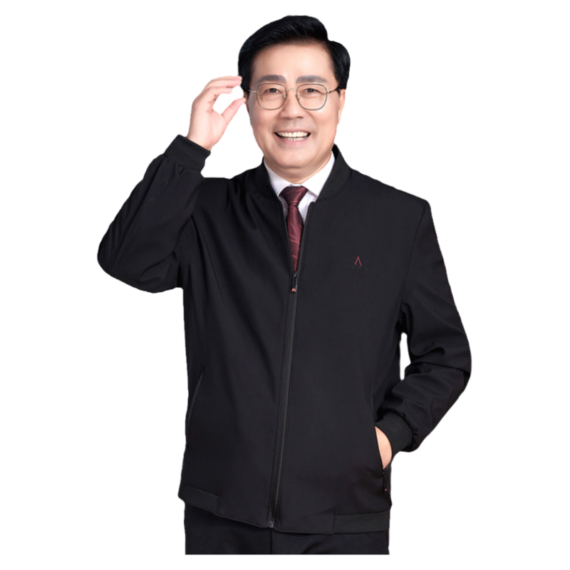 爸爸秋装外套薄款中年男士春秋款休闲夹克中老年人明扣男装爷爷