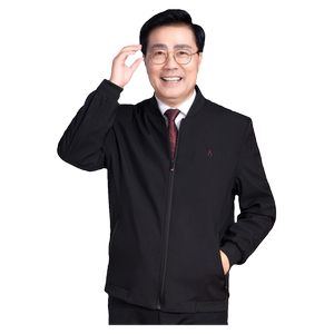 爸爸秋装外套薄款中年男士春秋款休闲夹克中老年人明扣男装爷爷