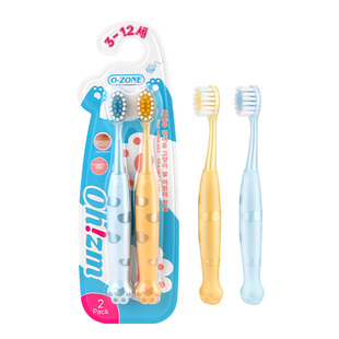 o-zone欧志姆韩国萌趣猫爪儿童清洁适用3-12岁2支装牙刷