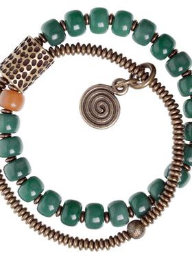 曲尾花民族风绿色阴皮流苏菩提根