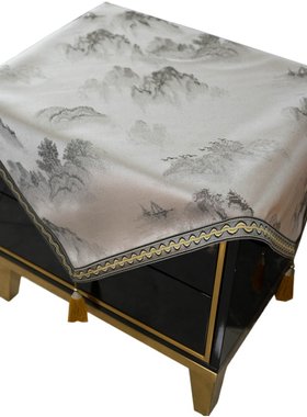 高端禅意新中式水墨山水桌布