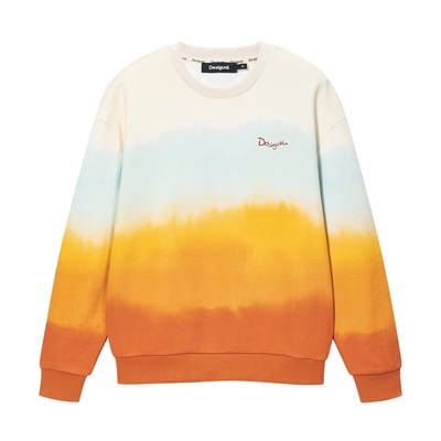 Desigual宽松仿扎染落日余晖渐变印花圆领长袖女士卫衣