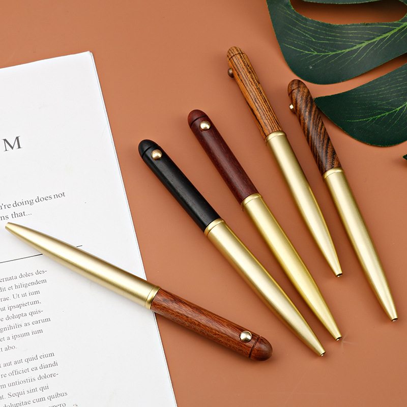 现货黄铜檀木签字笔商务签单高档送礼宝珠笔复古黑色