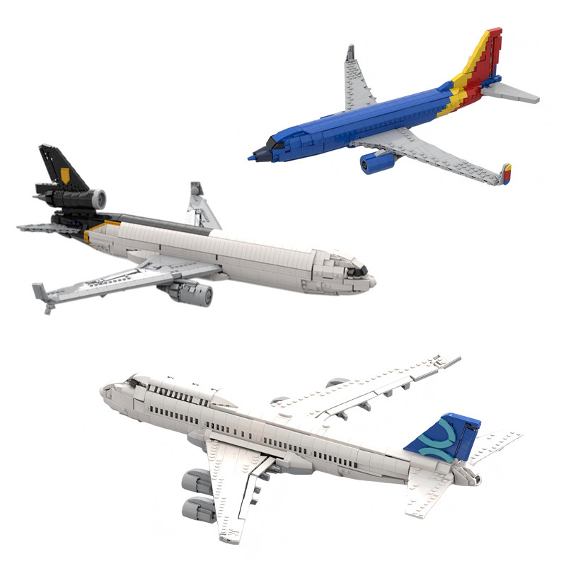 国产MOC波音737汉莎拼装积木