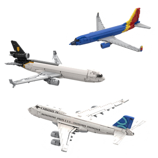 国产益智MOC波音737系列拼装积木汉莎航空飞机运输机模型玩具摆件