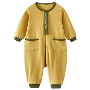 上宝麦2025新款秋冬儿童连体睡衣德绒家居服男女童长袖护肚保暖
