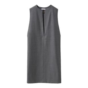 【意大利进口VBC】OVV Outlet秋冬女装精纺羊毛深灰色无袖连衣裙