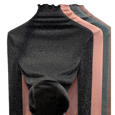 薄款加绒款亮丝网纱打底衫女秋冬