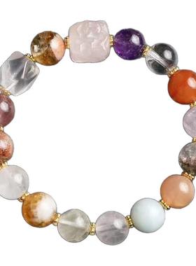 天然多宝水晶南红单圈手链手串