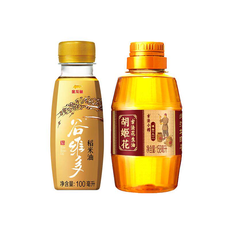胡姬花古法小榨花生油158ml +谷维多稻米油100ml食用油组合