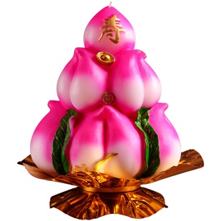 小和尚祝贺做寿星寿桃塔供佛事贡品寺院福仙生日蜡烛老人大寿家用