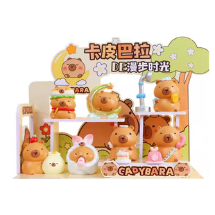 网红新款小憨豆卡皮巴拉木鱼盲盒手办桌面装饰品摆件礼物水豚周边