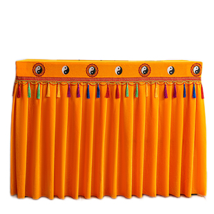 太极八卦刺绣黄布道家道场八仙桌长桌道观道场供桌围桌套围布桌布