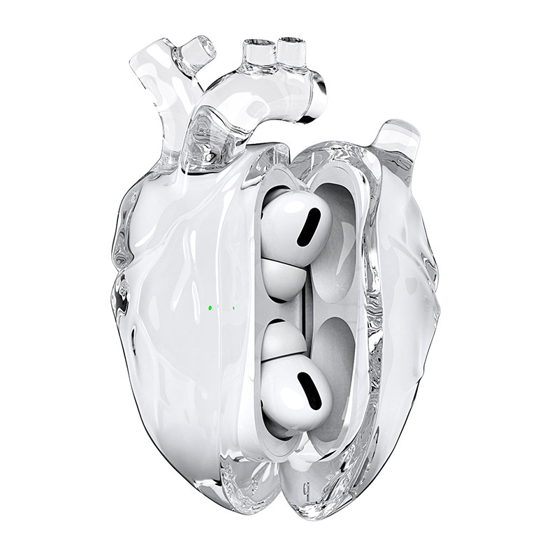 808FC原创心脏Airpodspro2苹果耳机壳液态硅胶airpods4代3代保护套新款透明硅胶pro适配苹果C口全包