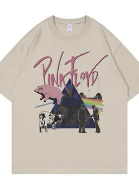PinkFloyd落肩宽松摇滚短袖T恤