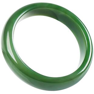 绿翠玉楼正品辣阳绿色和田玉手镯菠菜绿玉镯天然玉石圆镯包邮女款