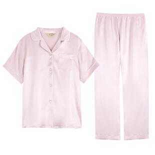 美标真丝睡衣19姆米重磅100%桑蚕丝绸情侣男女家居服套装夏24新款