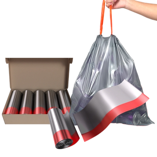 e洁垃圾袋手提绳式家用可绑提加大加厚自动收口塑料袋150只