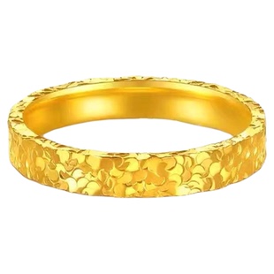 爆闪碎碎冰戒指纯金包银素圈指环金店同款情侣对戒黄金送女友礼物